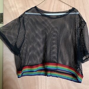 Shein Fishnet Crop top with rainbow waistband NWOT - Plus Size 4X